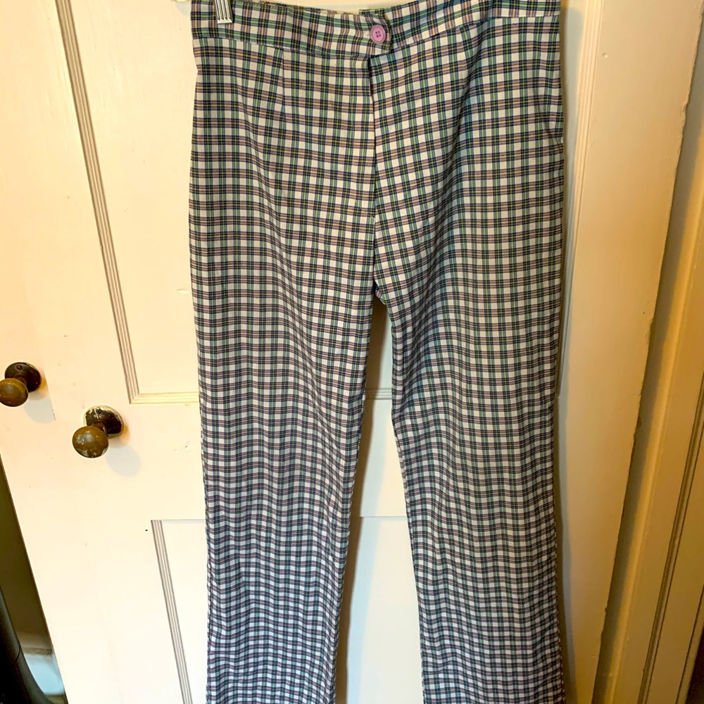 High waisted plaid vintage bell bottoms